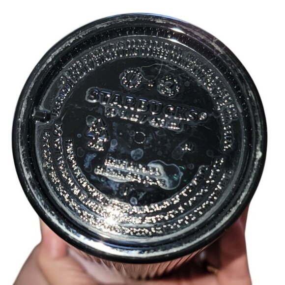 Starbucks 2024 Black Pleated Metallic Core 16 Oz. Venti Cold Cup With Straw - Picture 5 of 6